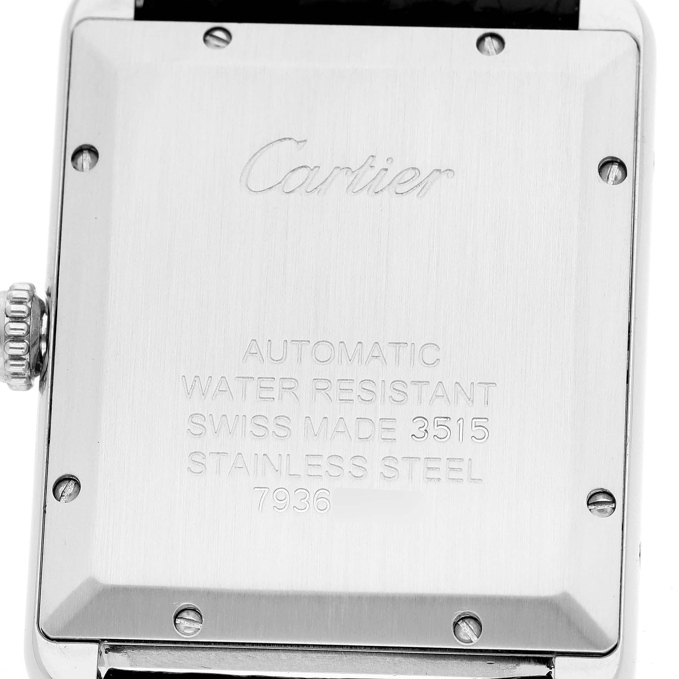 Cartier Tank Solo XL Automatic Silver Dial Steel Mens Watch W5200027 In Excellent Condition In Atlanta, GA