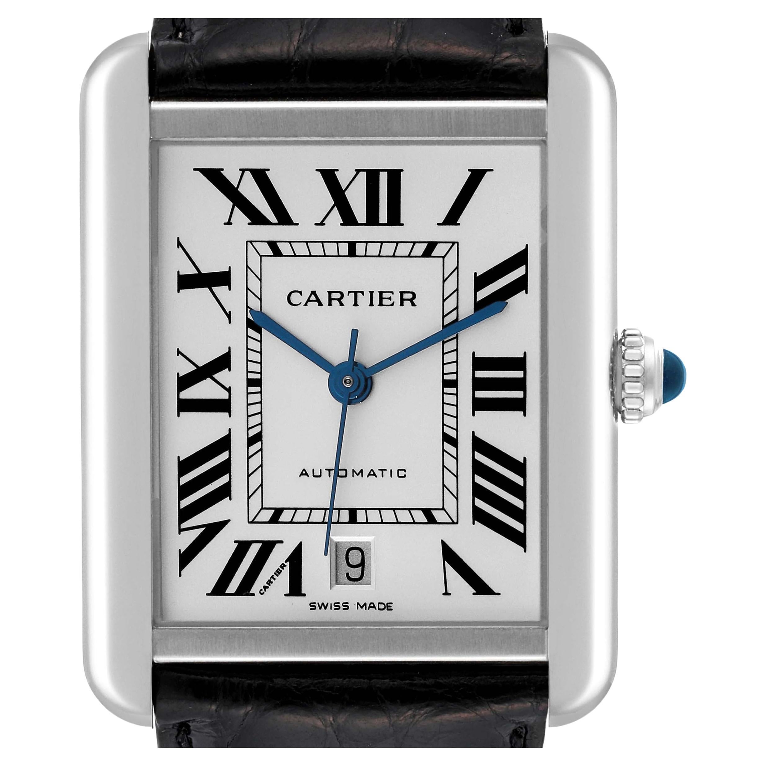 Cartier Tank Solo XL Automatic Silver Dial Steel Mens Watch W5200027