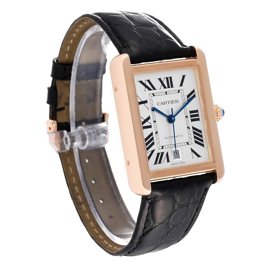 Cartier Montre Tank Solo XL avec cadran en or rose et argent pour hommes W5200026 Excellent état à Atlanta, GA