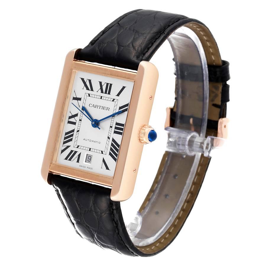  Cartier Montre Tank Solo XL avec cadran en or rose et argent pour hommes W5200026 Pour hommes 