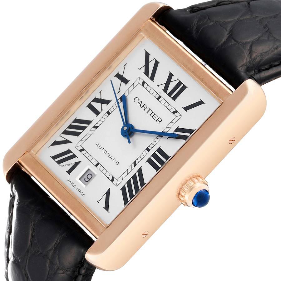 Cartier Montre Tank Solo XL avec cadran en or rose et argent pour hommes W5200026 1