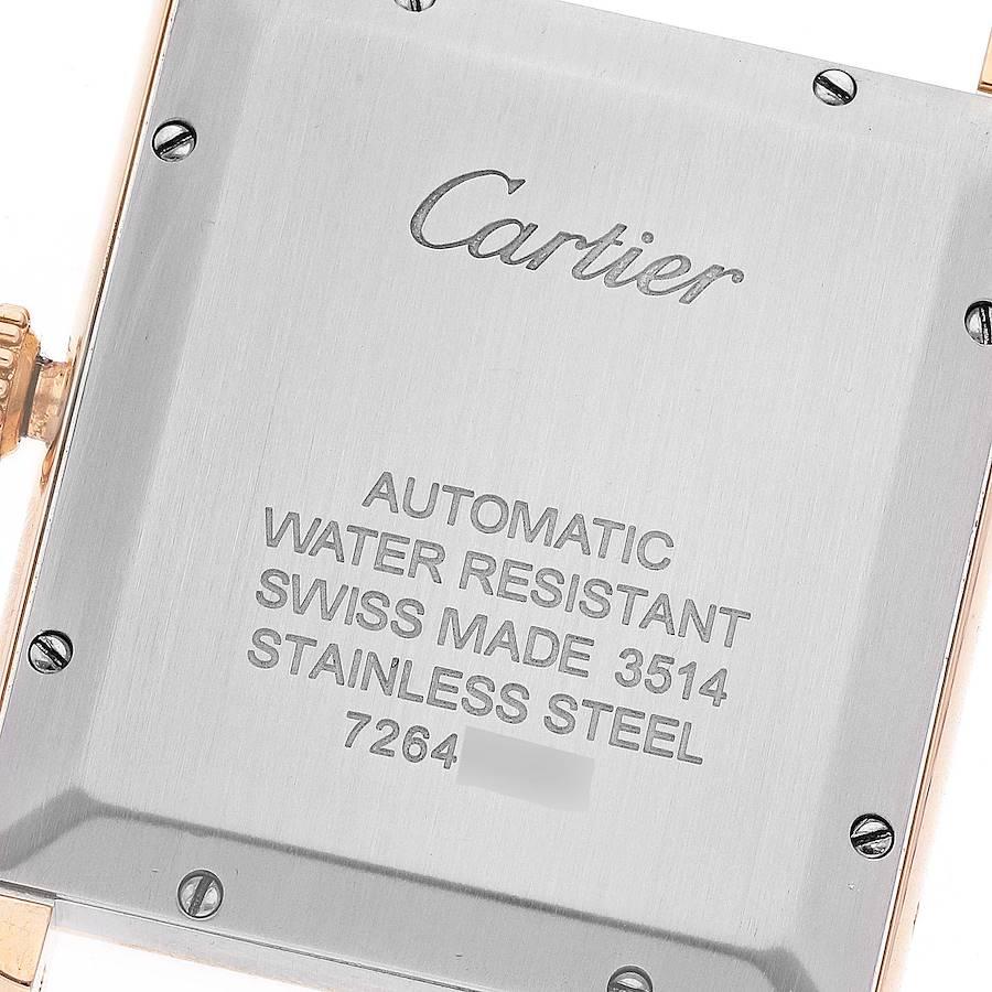 Cartier Tank Solo XL Rose Gold Silver Dial Mens Watch W5200026 In Excellent Condition For Sale In Atlanta, GA