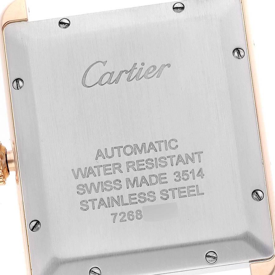 Cartier Tank Solo XL Rose Gold Silver Dial Mens Watch W5200026 In Excellent Condition In Atlanta, GA