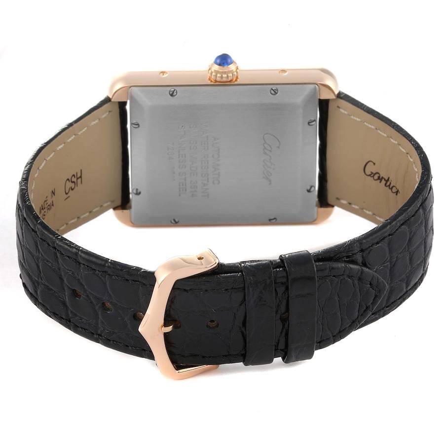Men's Cartier Tank Solo XL Rose Gold Silver Dial Mens Watch W5200026 For Sale