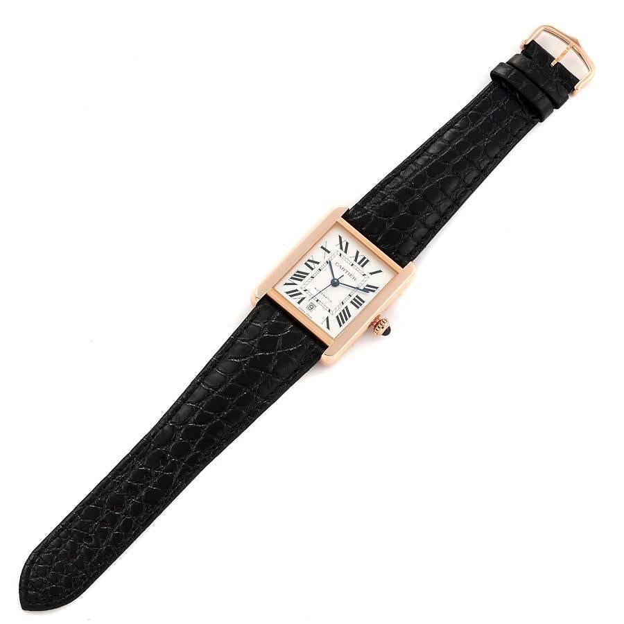 Cartier Tank Solo XL Rose Gold Silver Dial Mens Watch W5200026 For Sale 1