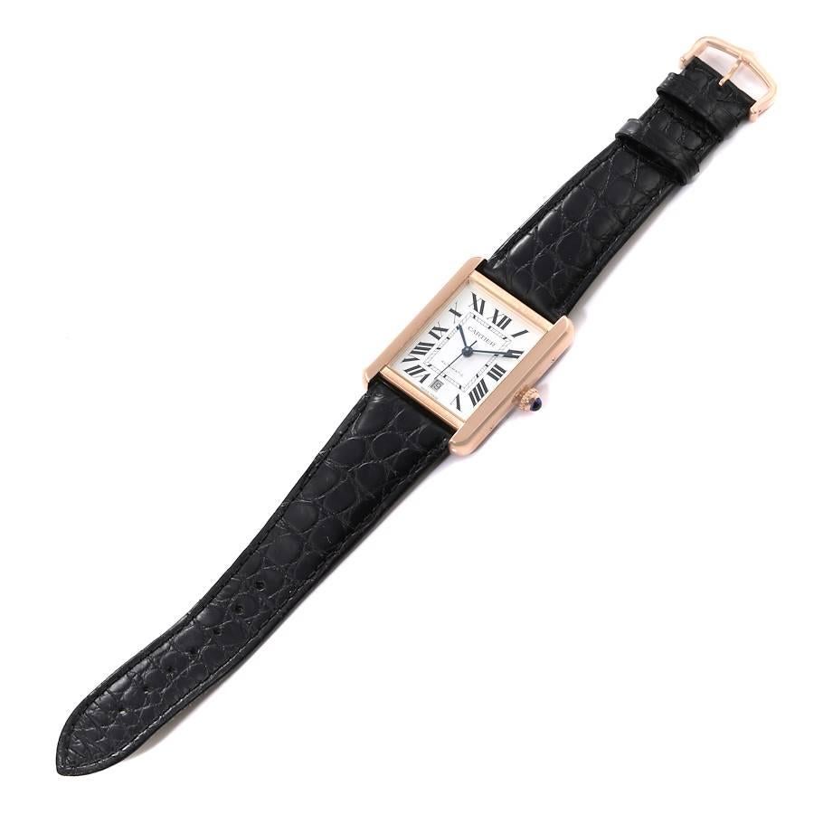 Cartier Montre Tank Solo XL avec cadran en or rose et argent pour hommes W5200026 4