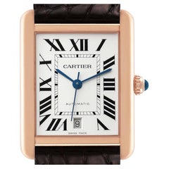 Cartier Tank Solo XL Rose Gold Silver Dial Mens Watch W5200026