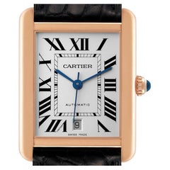 Cartier Tank Solo XL Rose Gold Silver Dial Steel Mens Watch W5200026