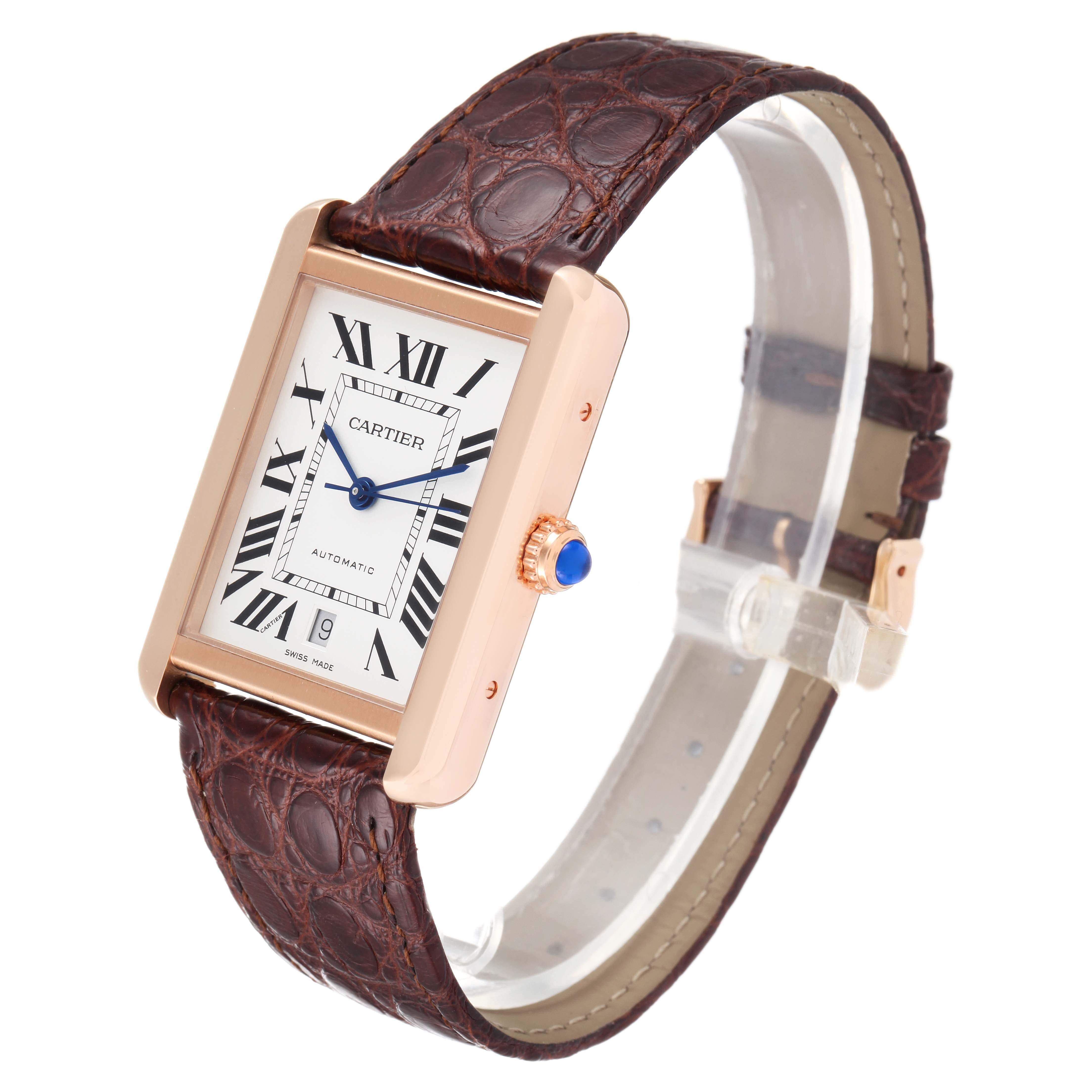 Cartier Tank Solo XL Rose Gold Silver Dial Steel Mens Watch W5200026 Unworn  For Sale at 1stDibs