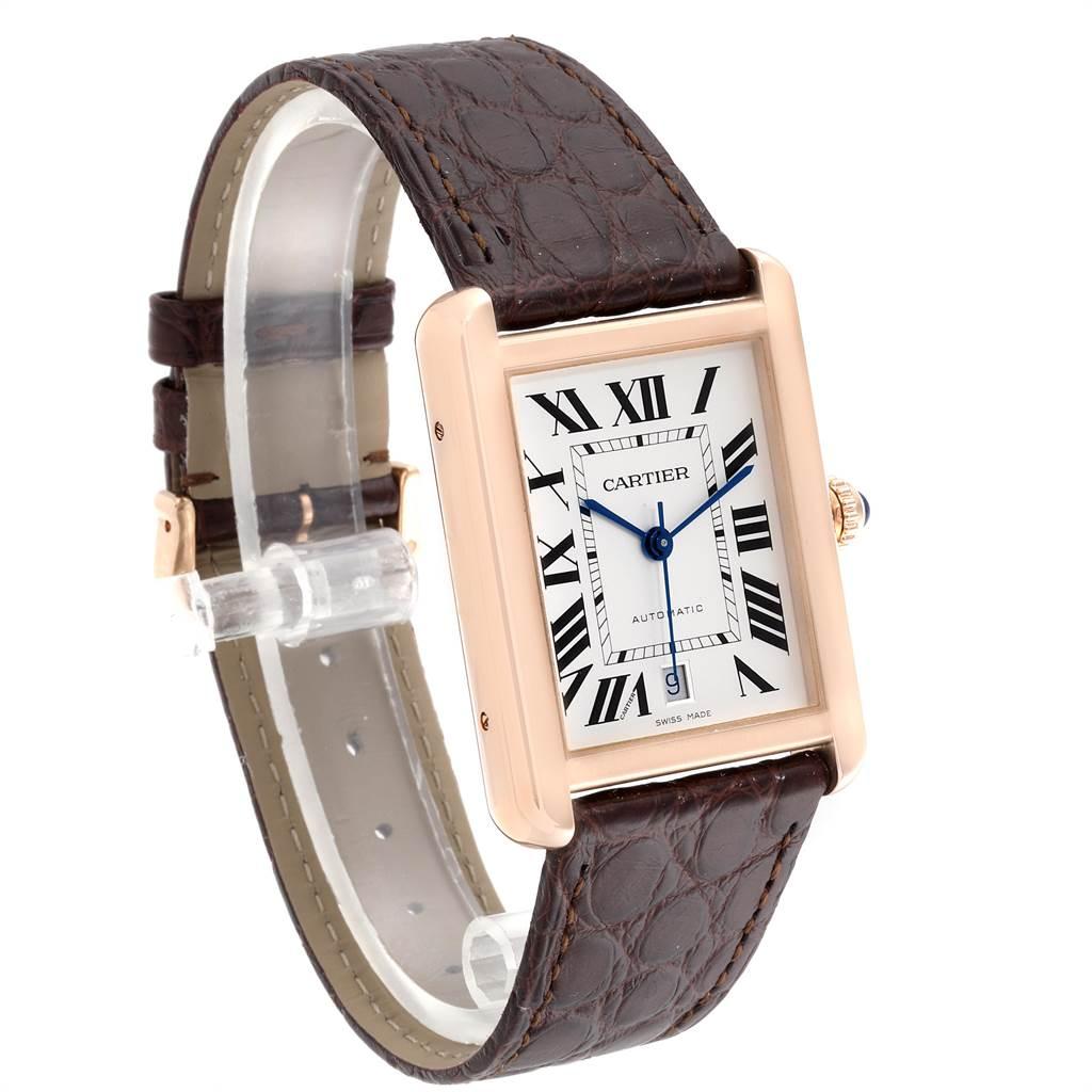 Cartier Tank Solo XL Rose Gold Steel Silver Dial Men's Watch W5200026 For Sale 1