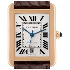 Cartier Tank Solo XL Rose Gold Steel Silver Dial Mens Watch W5200026