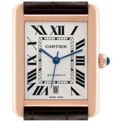 Cartier Tank Solo XL Rose Gold Steel Silver Dial Mens Watch W5200026