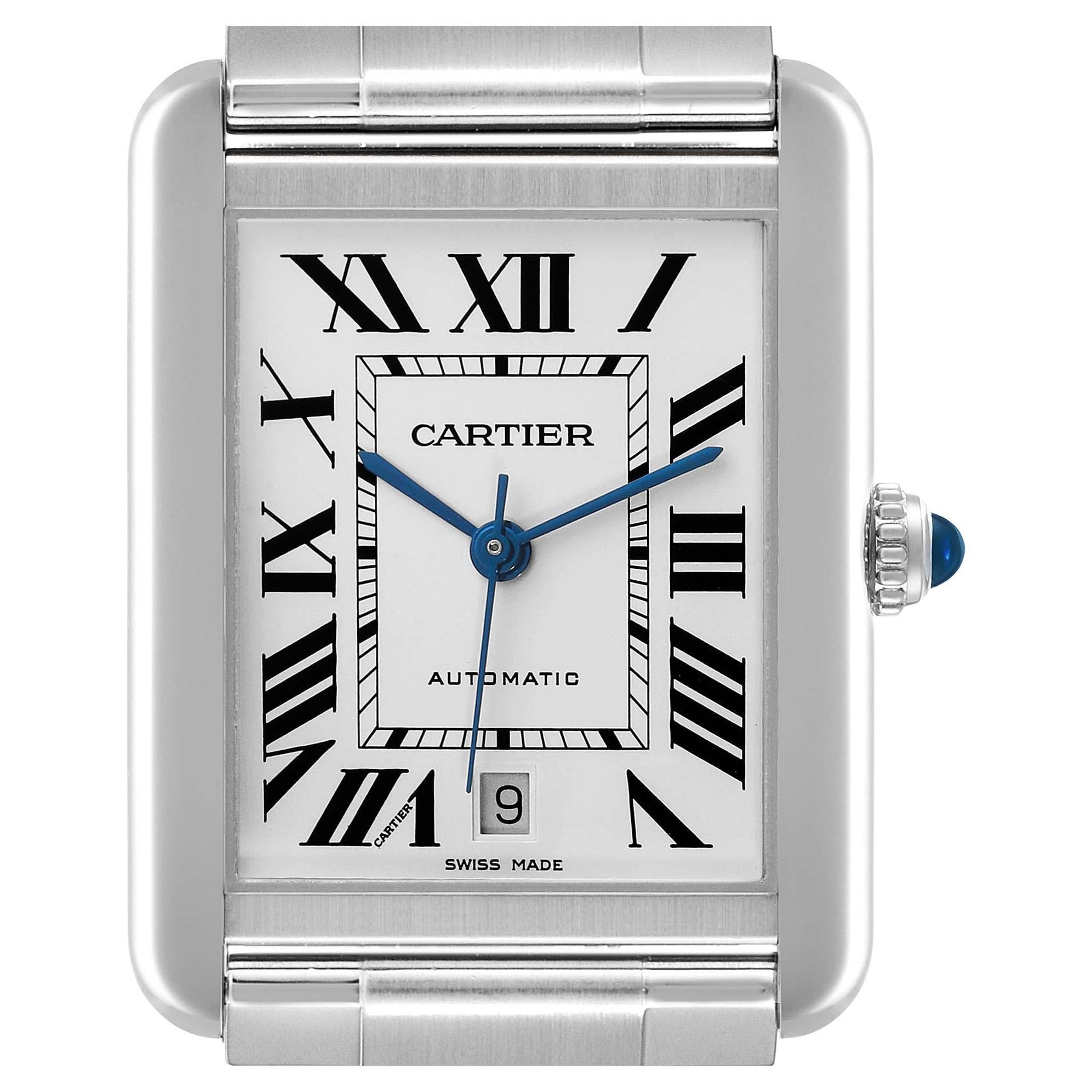 Cartier Tank Solo XL Silver Dial Automatic Steel Mens Watch W5200028 Card