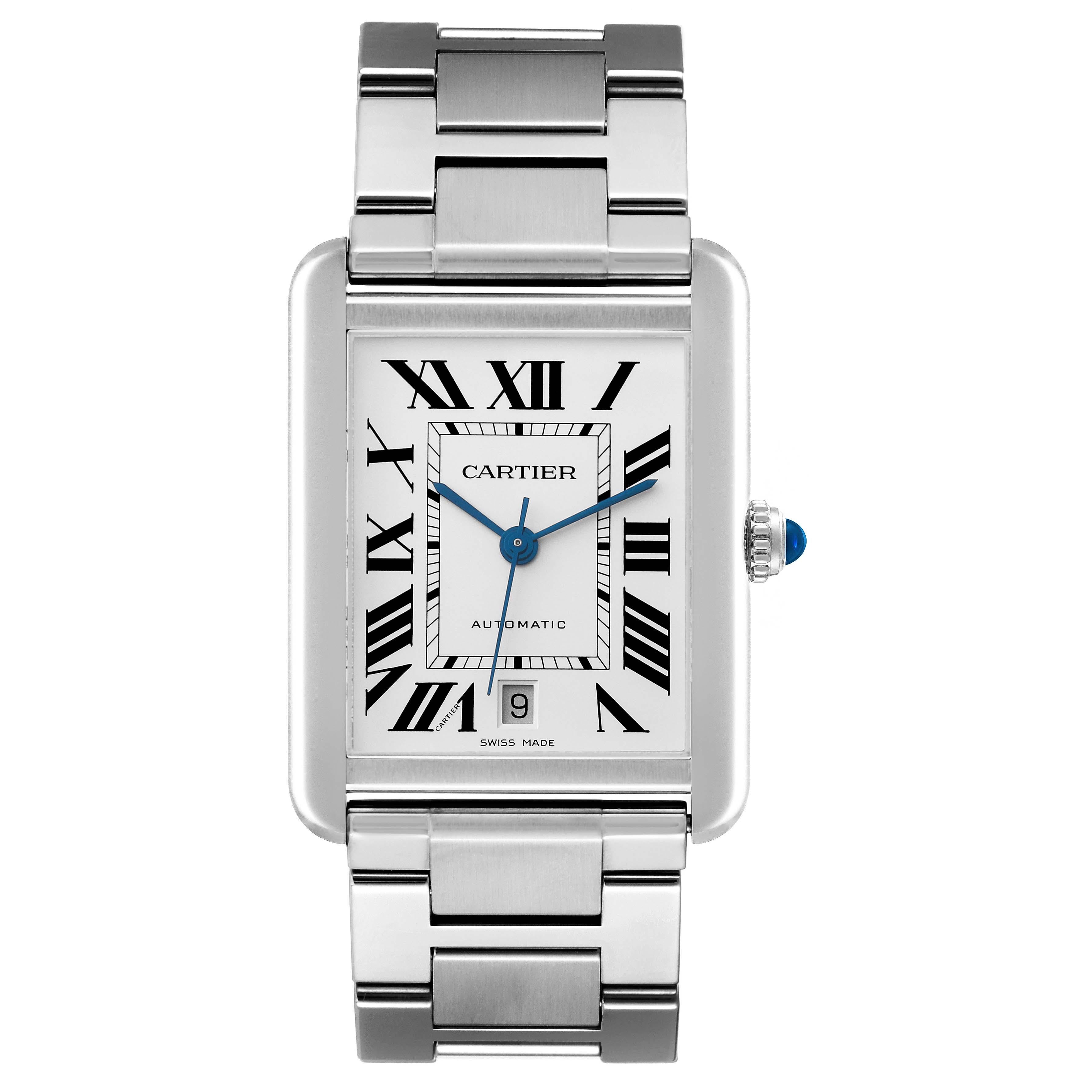 Cartier Tank Solo XL Silver Dial Automatic Steel Mens Watch W5200028 For Sale 1
