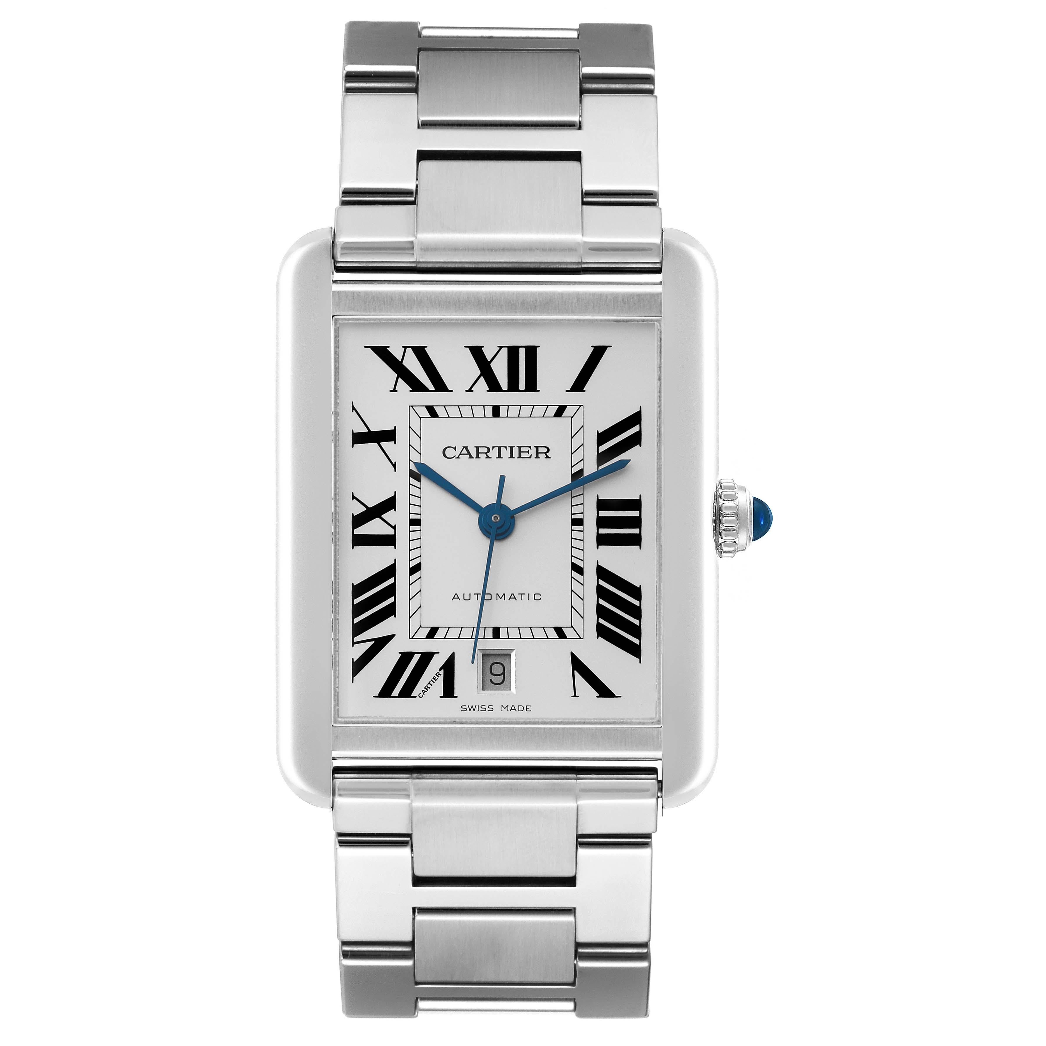 Cartier Tank Solo XL Silver Dial Automatic Steel Mens Watch W5200028 For Sale 2