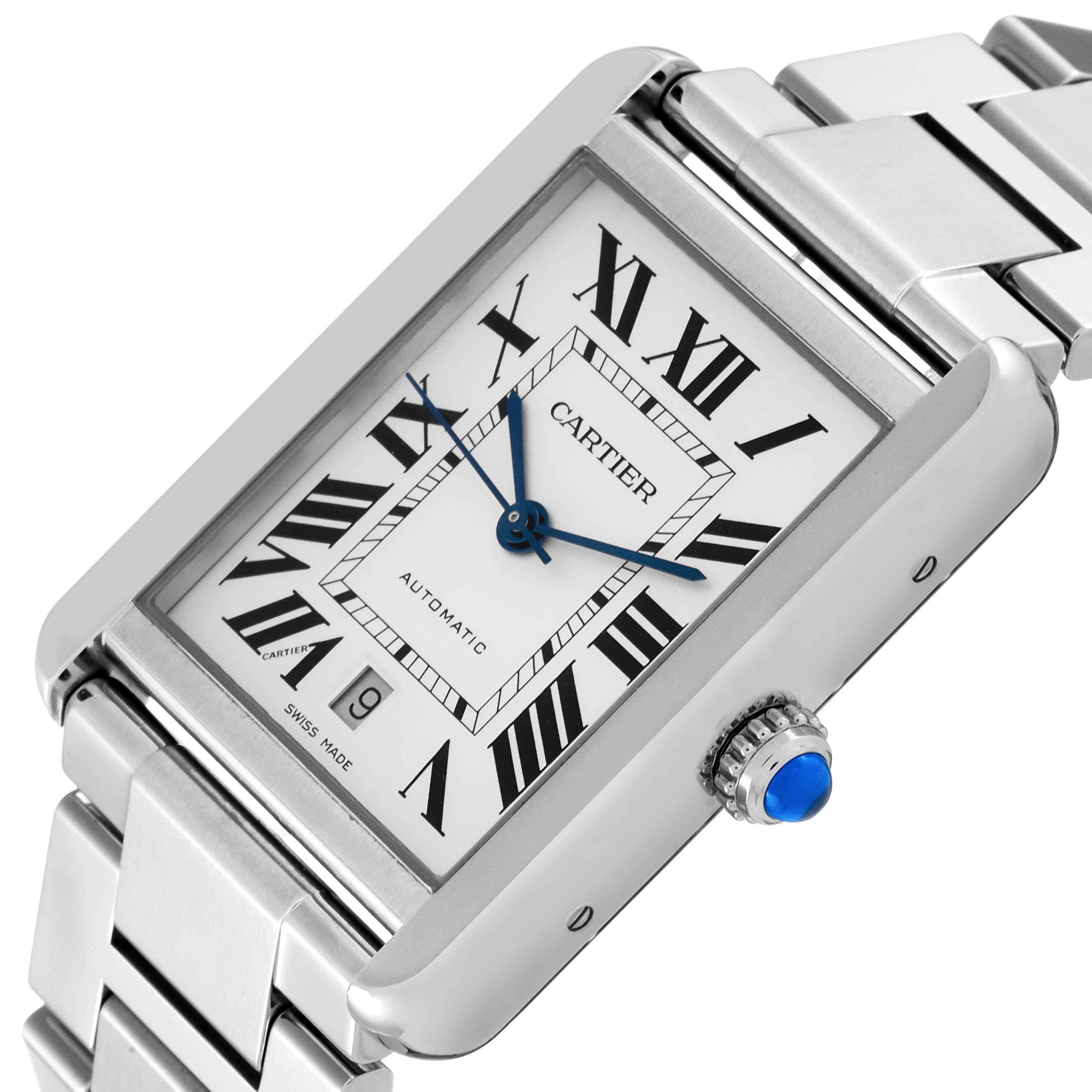 Cartier Tank Solo XL Silver Dial Automatic Steel Mens Watch W5200028 For Sale 2