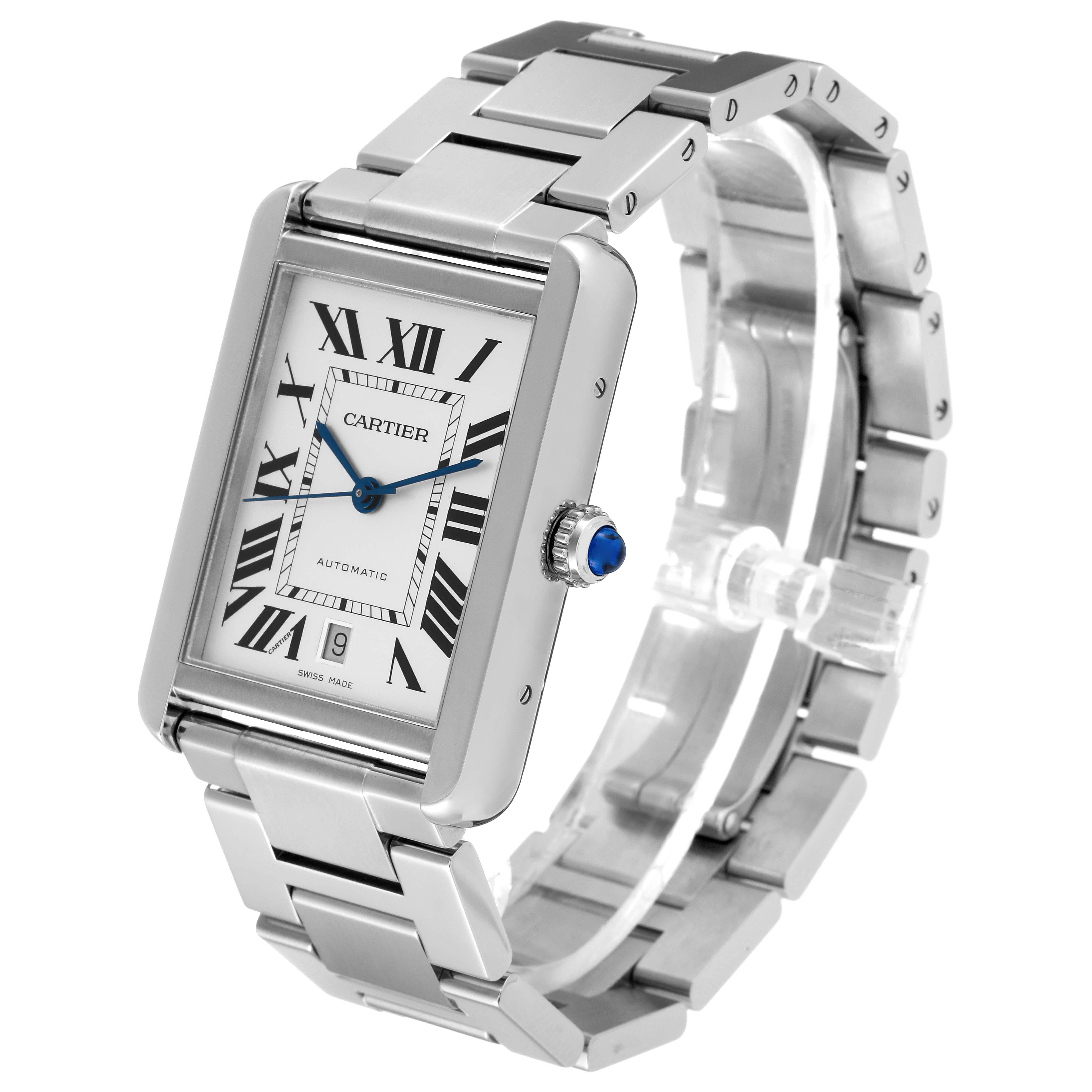 Cartier Tank Solo XL Silver Dial Automatic Steel Mens Watch W5200028 For Sale 3