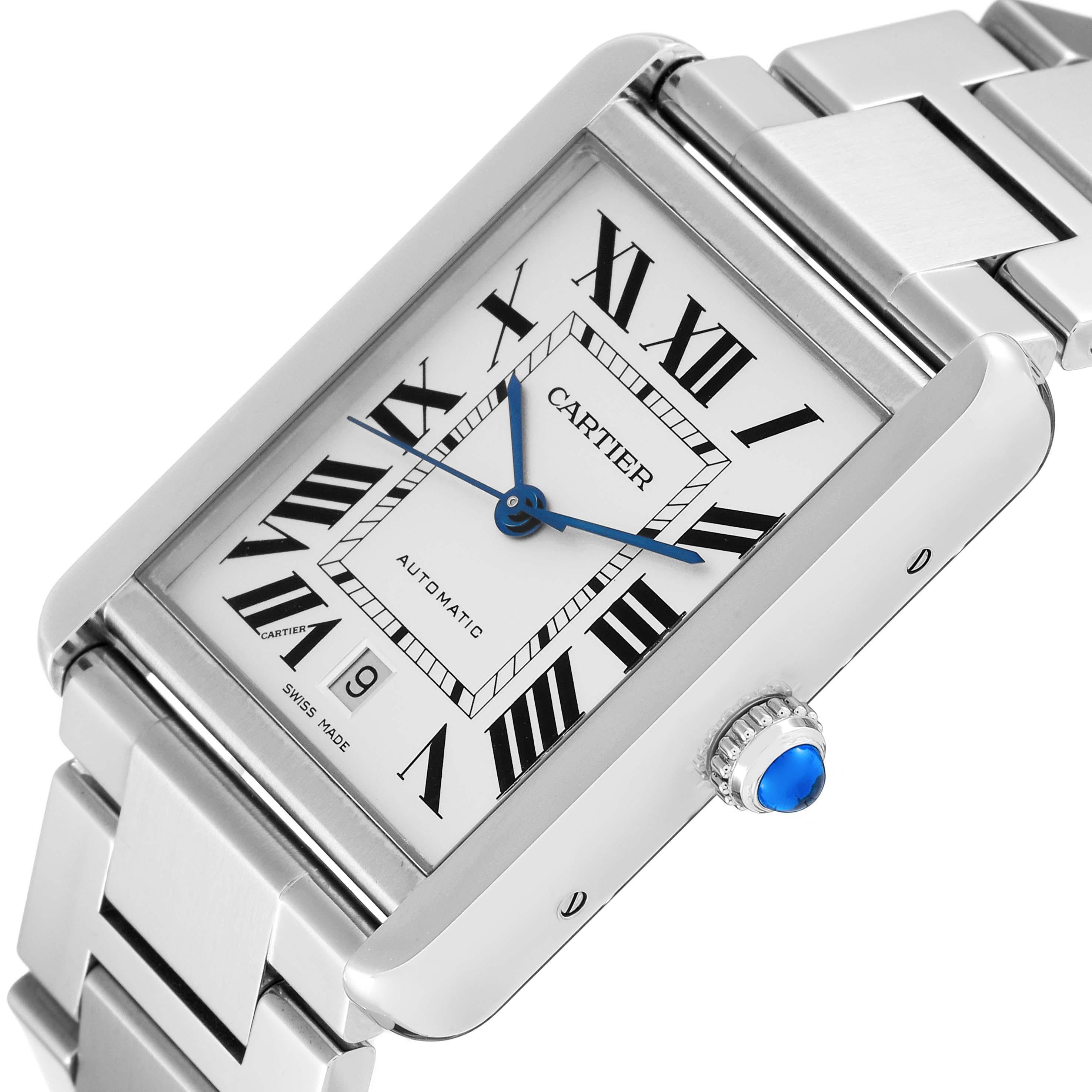 Men's Cartier Tank Solo XL Silver Dial Automatic Steel Mens Watch W5200028 Papers