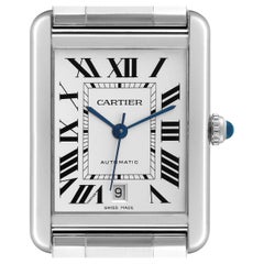 Cartier Tank Solo XL Silver Dial Automatic Steel Mens Watch W5200028 Papers