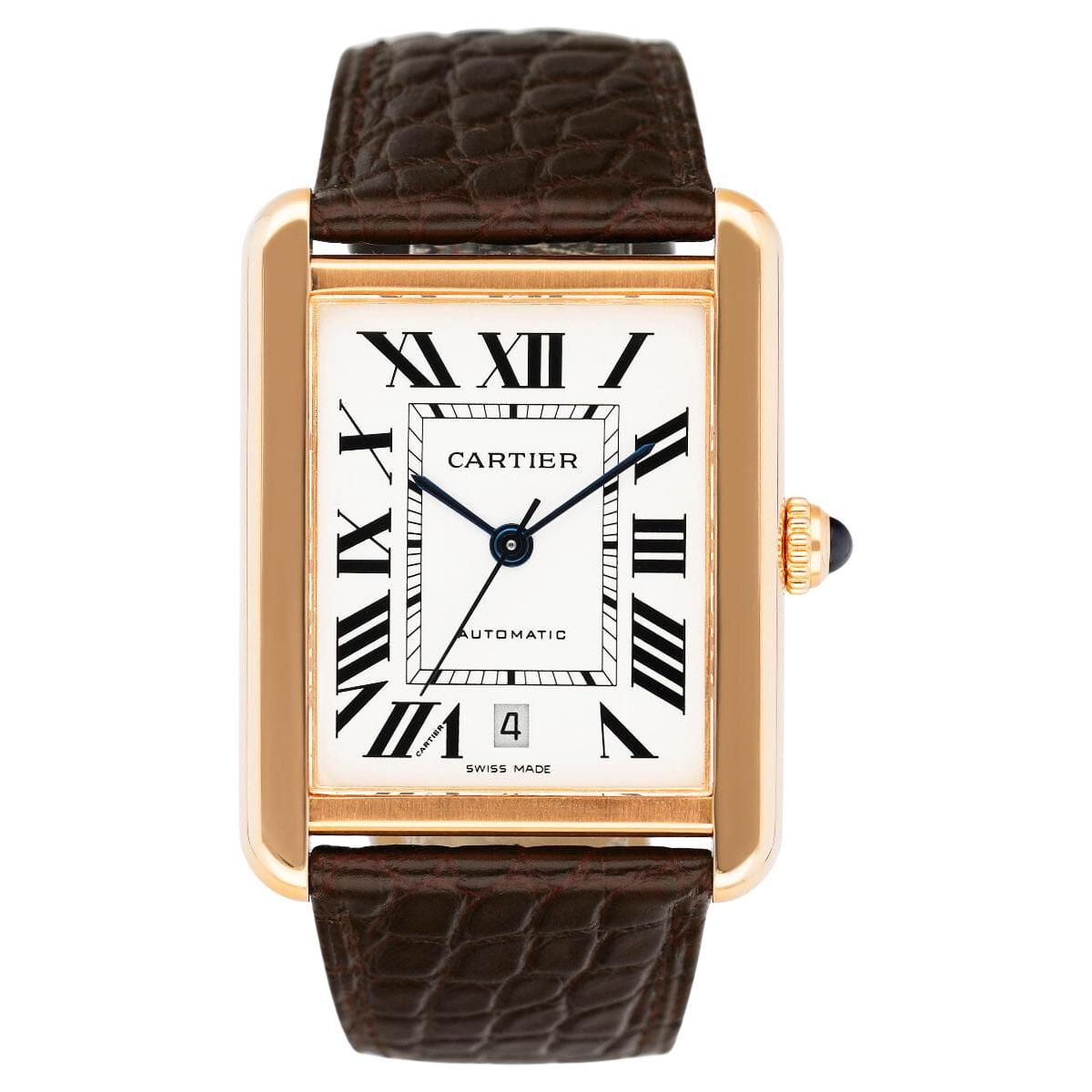 Cartier Tank Solo XL W5200026 18K Rose Gold Mens Watch Box Papers
