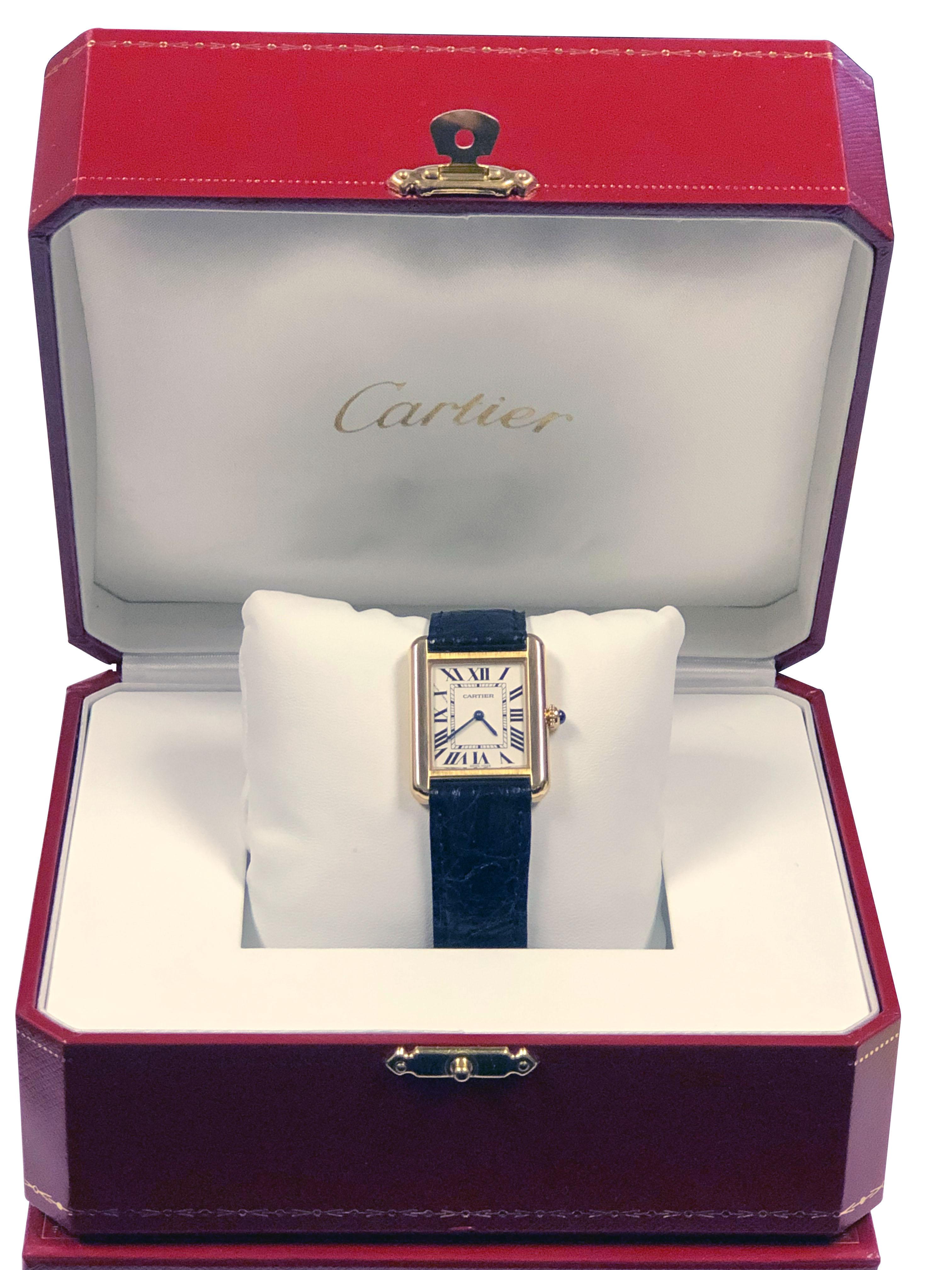Cartier Tank Solo Yellow Gold and Steel Classic mid size Quartz Wrist Watch 2