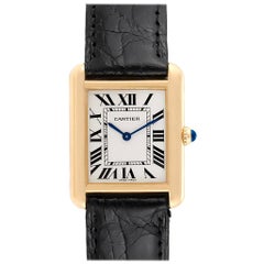 Cartier Tank Solo Yellow Gold Steel Black Strap Ladies Watch W1018755