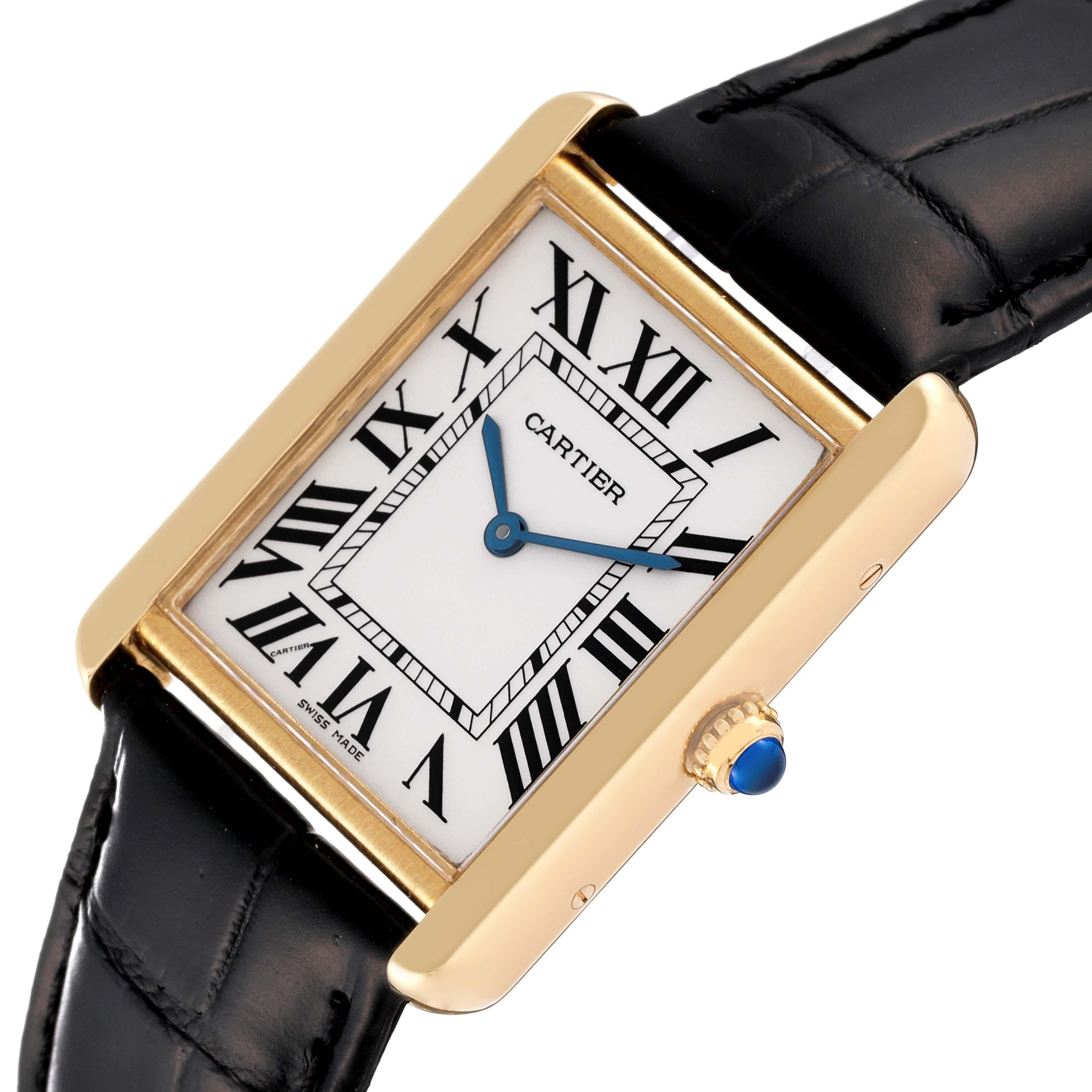 Cartier Tank Solo Yellow Gold Steel Black Strap Mens Watch W1018855 1