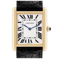 Cartier Tank Solo Or Jaune Acier Bracelet Noir Montre Homme W1018855