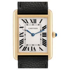 Cartier Tank Solo Or Jaune Acier Bracelet Noir Montre Homme W1018855