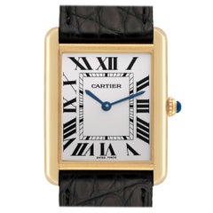 Cartier Tank Solo Or Jaune Acier Bracelet Noir Montre Homme W1018855