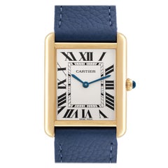 Cartier Tank Solo Or Jaune Acier Bracelet Bleu Montre Homme W1018855