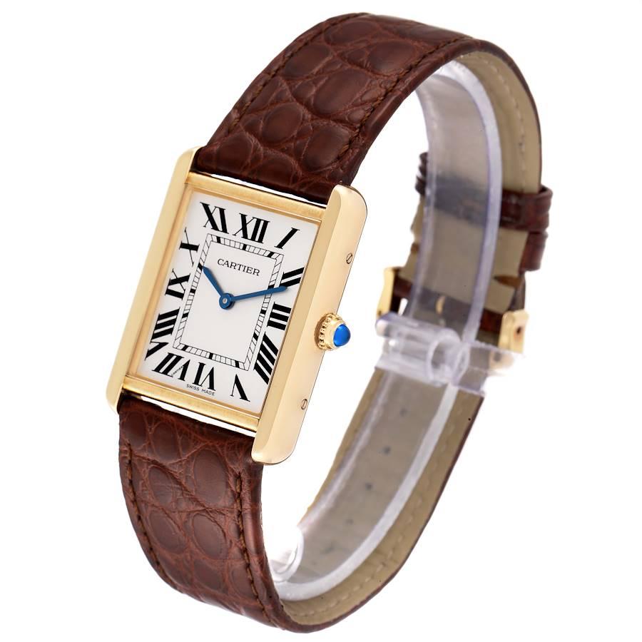 Cartier Tank Solo Gelbgold Stahl Braun Armband Große Uhr W5200004 Box Papiere Herren