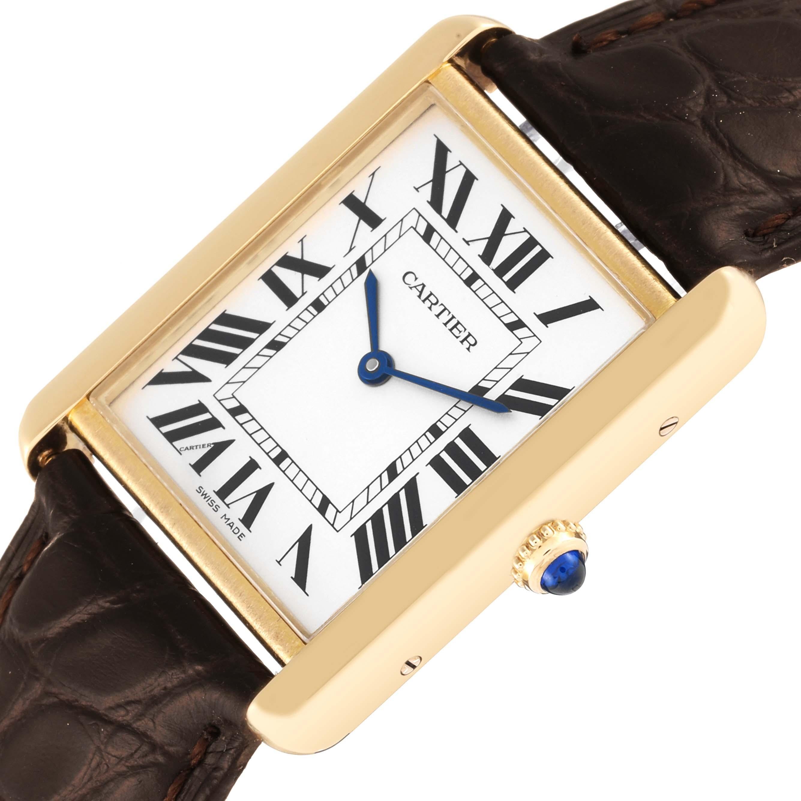 Cartier Tank Solo Yellow Gold Steel Brown Strap Mens Watch W1018855 1