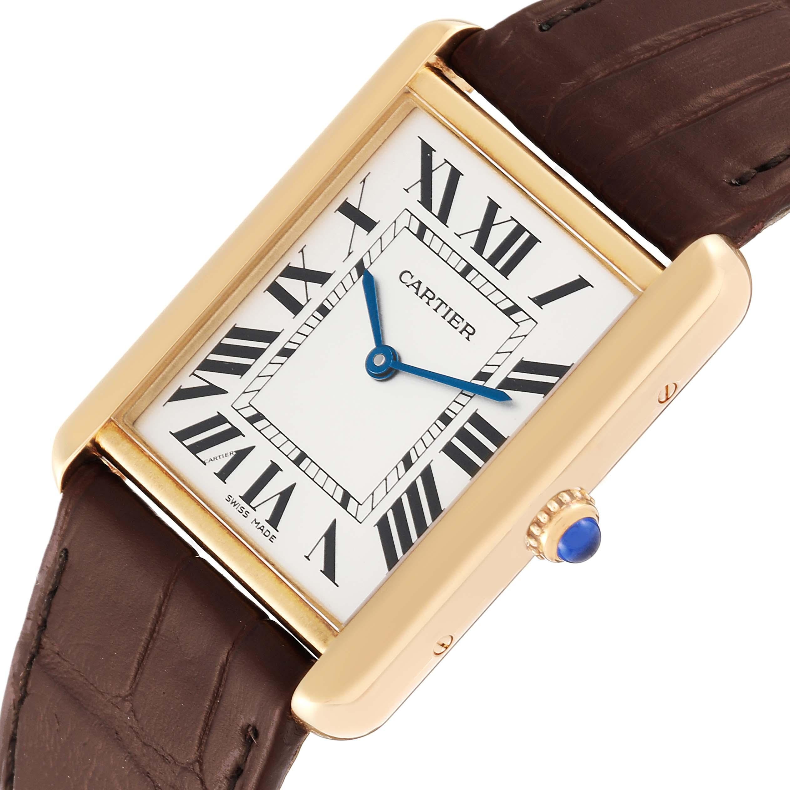 Cartier Tank Solo Yellow Gold Steel Brown Strap Mens Watch W1018855 2