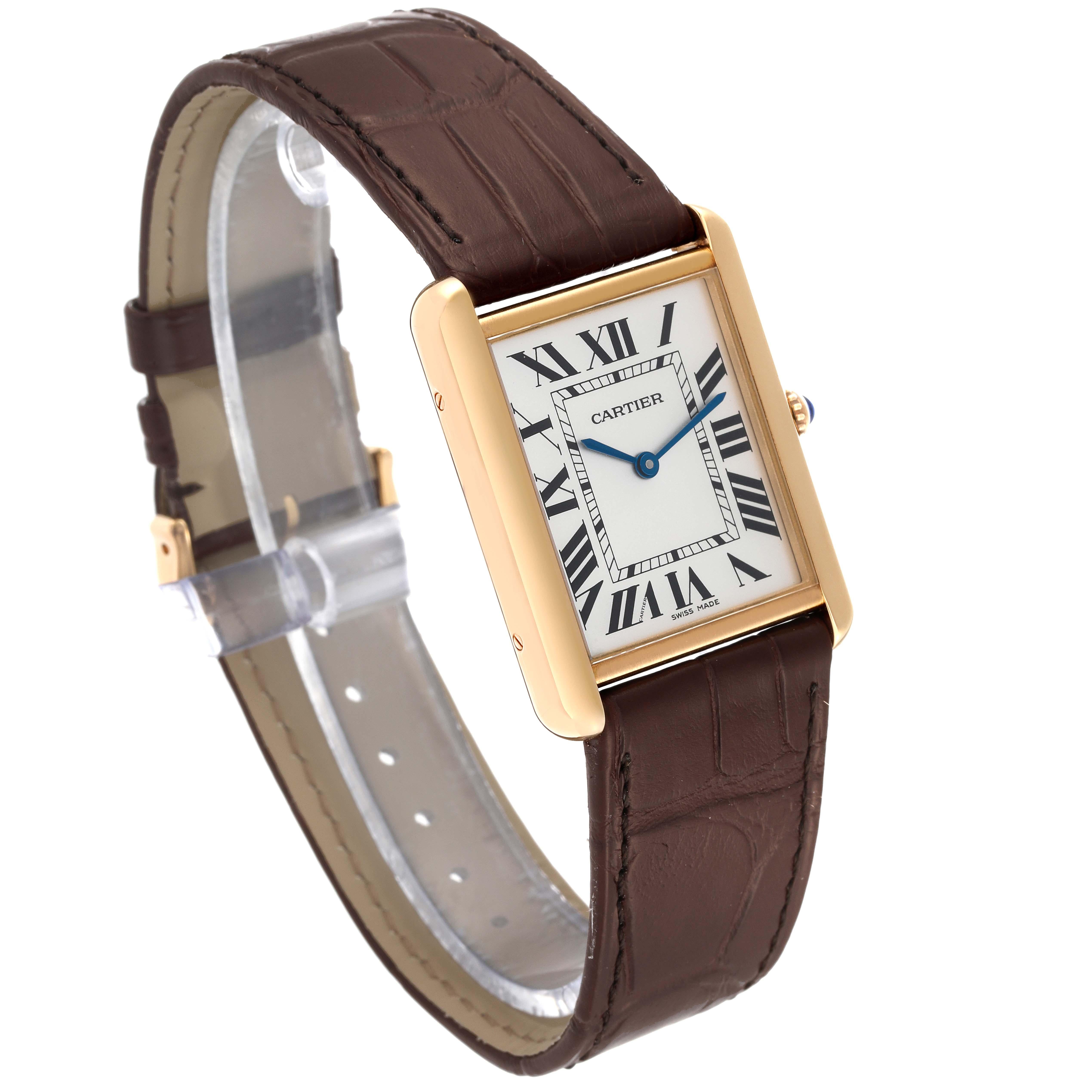 Cartier Tank Solo Yellow Gold Steel Brown Strap Mens Watch W1018855 3