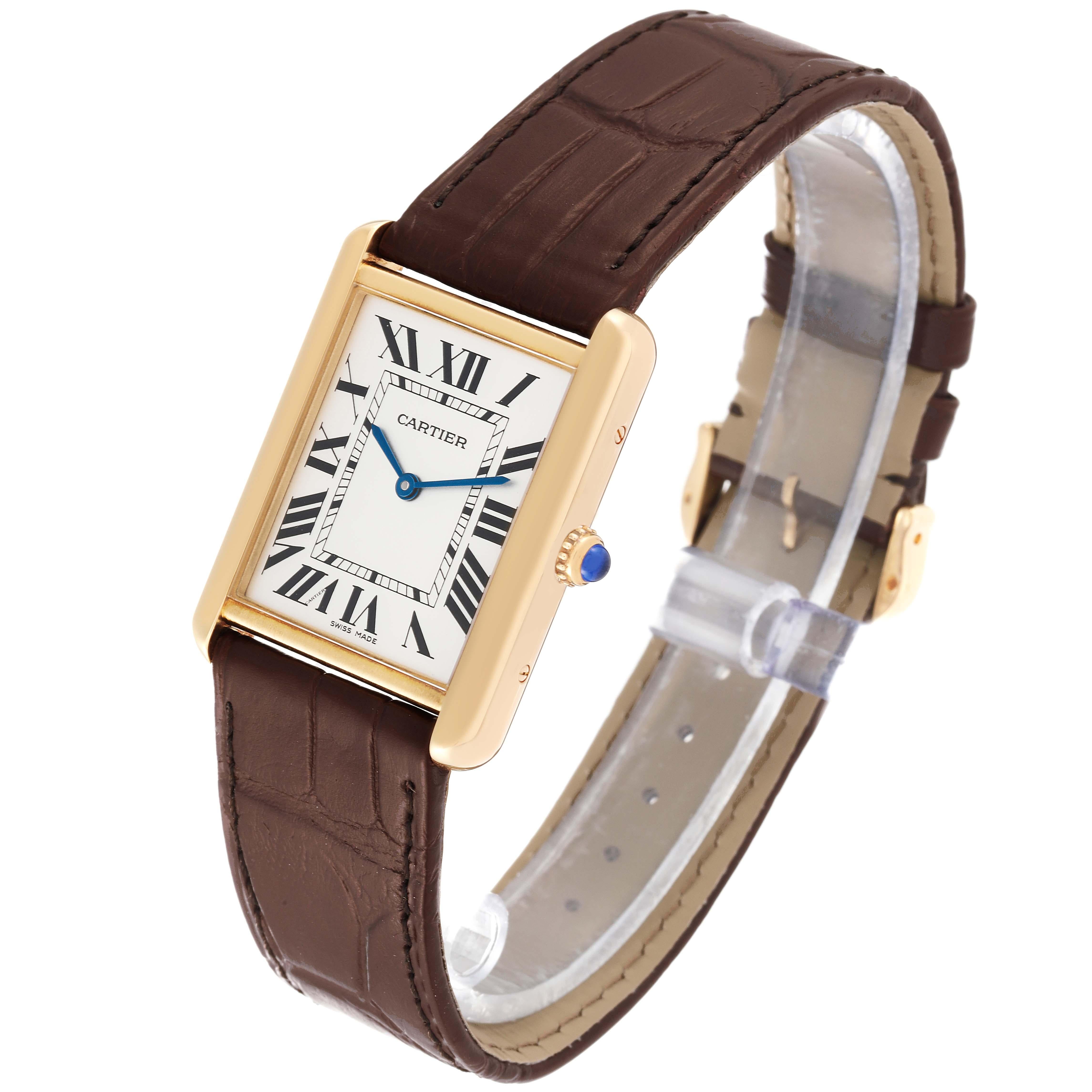 Cartier Tank Solo Yellow Gold Steel Brown Strap Mens Watch W1018855 5