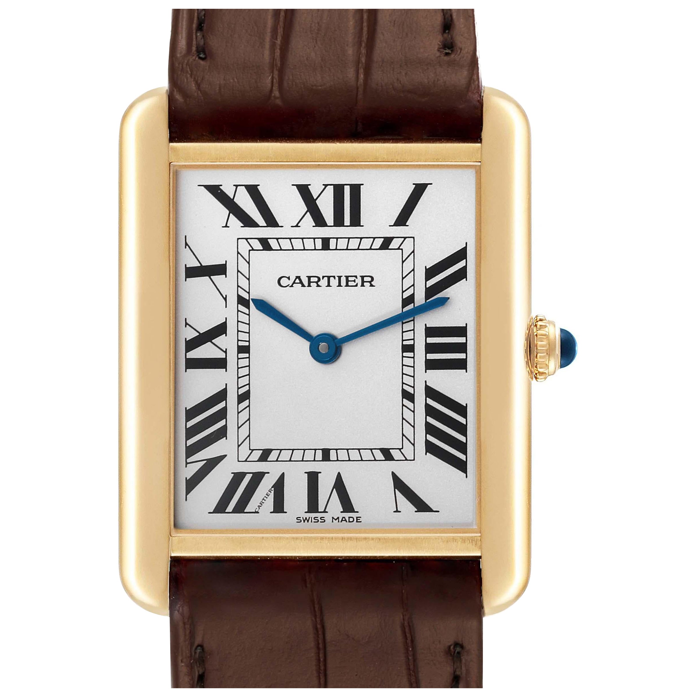 Cartier Tank Solo Or jaune Acier Bracelet Brown Montre Homme W1018855
