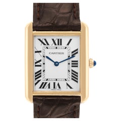 Cartier Tank Solo Yellow Gold Steel Brown Strap Mens Watch W1018855
