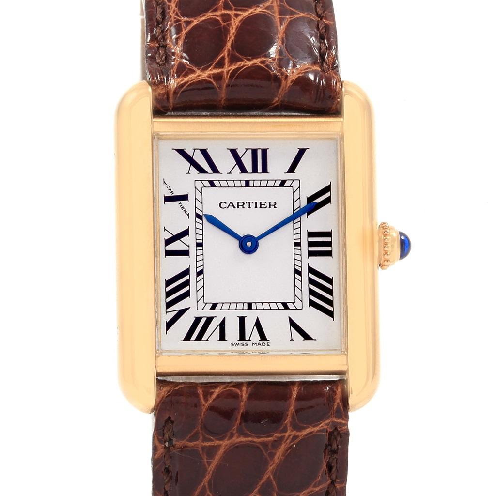 Women's Cartier Tank Solo Yellow Gold Steel Ladies Watch W1018755 Box Papers For Sale