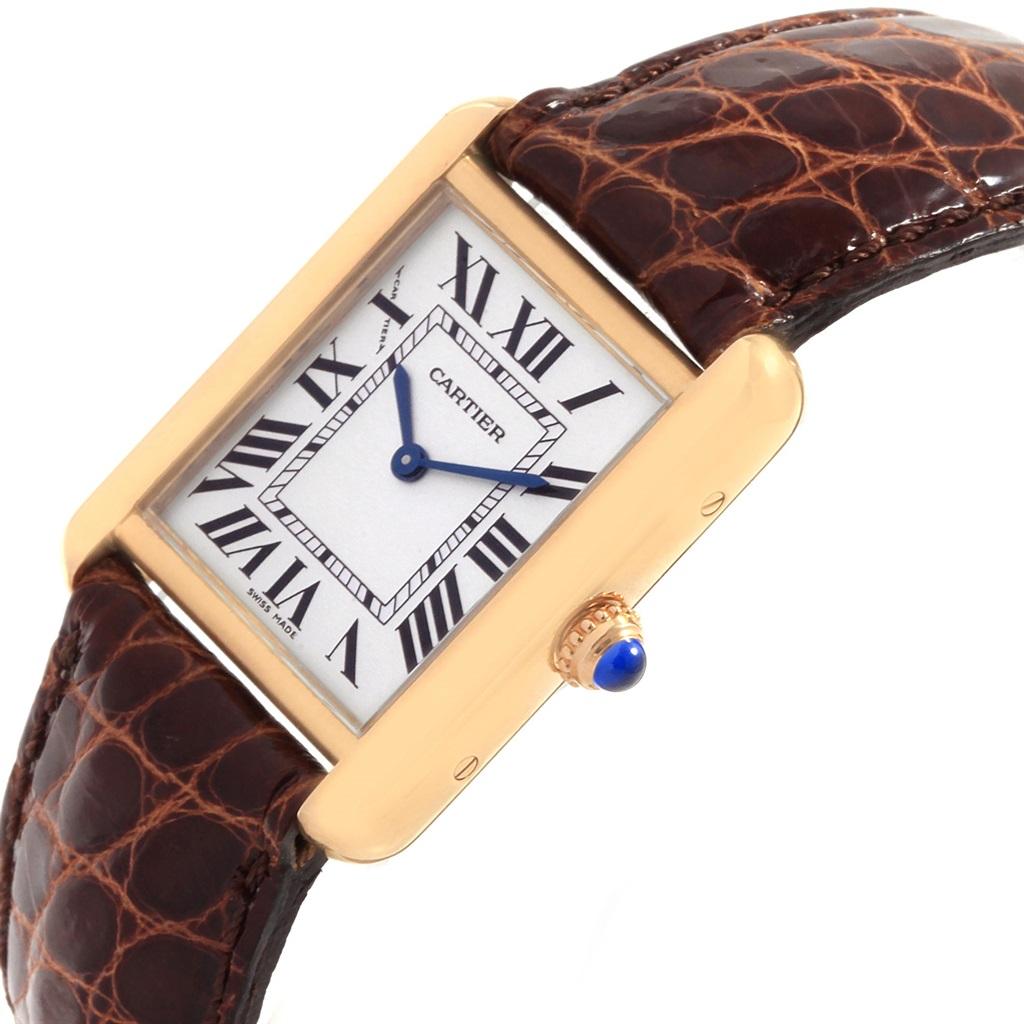 Cartier Tank Solo Yellow Gold Steel Ladies Watch W1018755 Box Papers For Sale 3