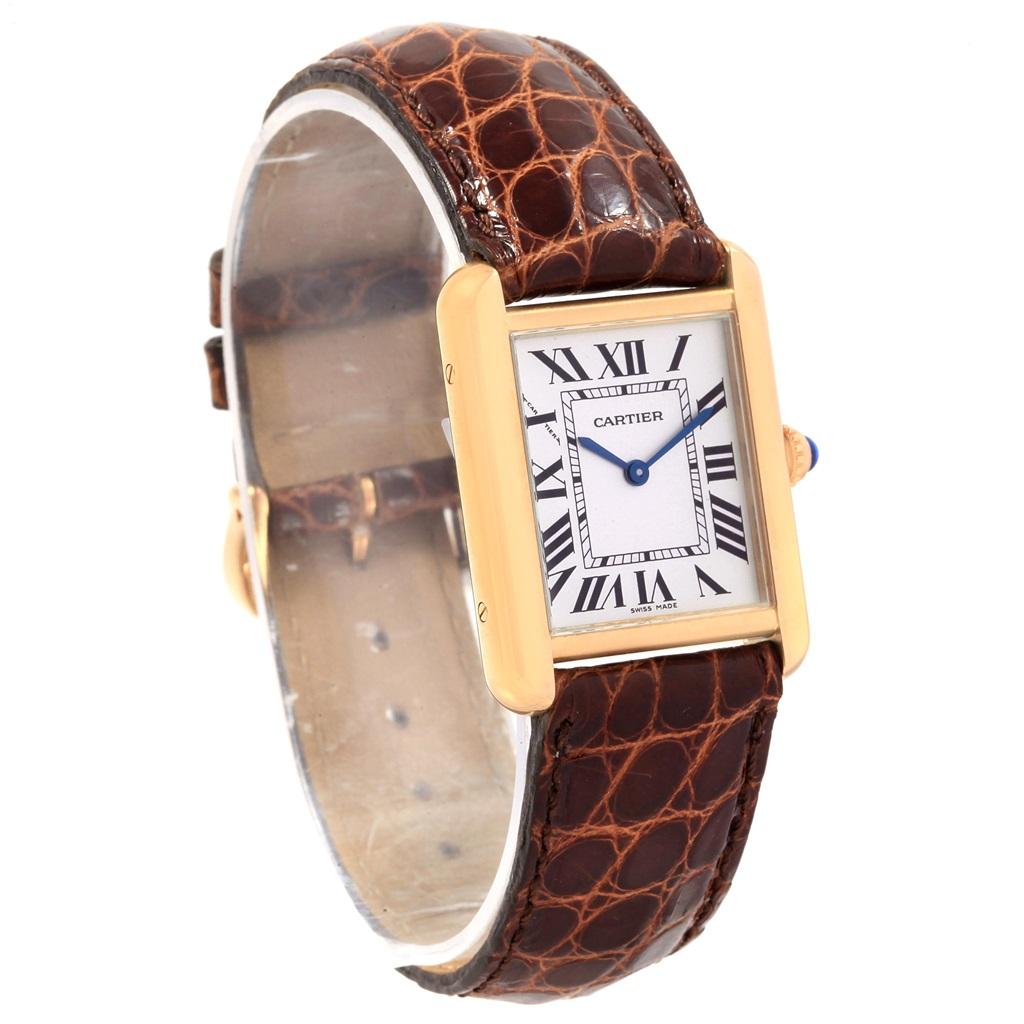 Cartier Tank Solo Yellow Gold Steel Ladies Watch W1018755 Box Papers For Sale 4