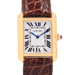 Cartier Tank Solo Yellow Gold Steel Ladies Watch W1018755 Box Papers