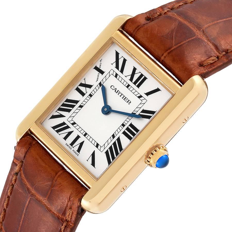 Cartier Tank Solo Yellow Gold Steel Silver Dial Ladies Watch W1018755 Box Papers 1