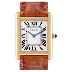Cartier Tank Solo Yellow Gold Steel Silver Dial Ladies Watch W1018755 Box Papers
