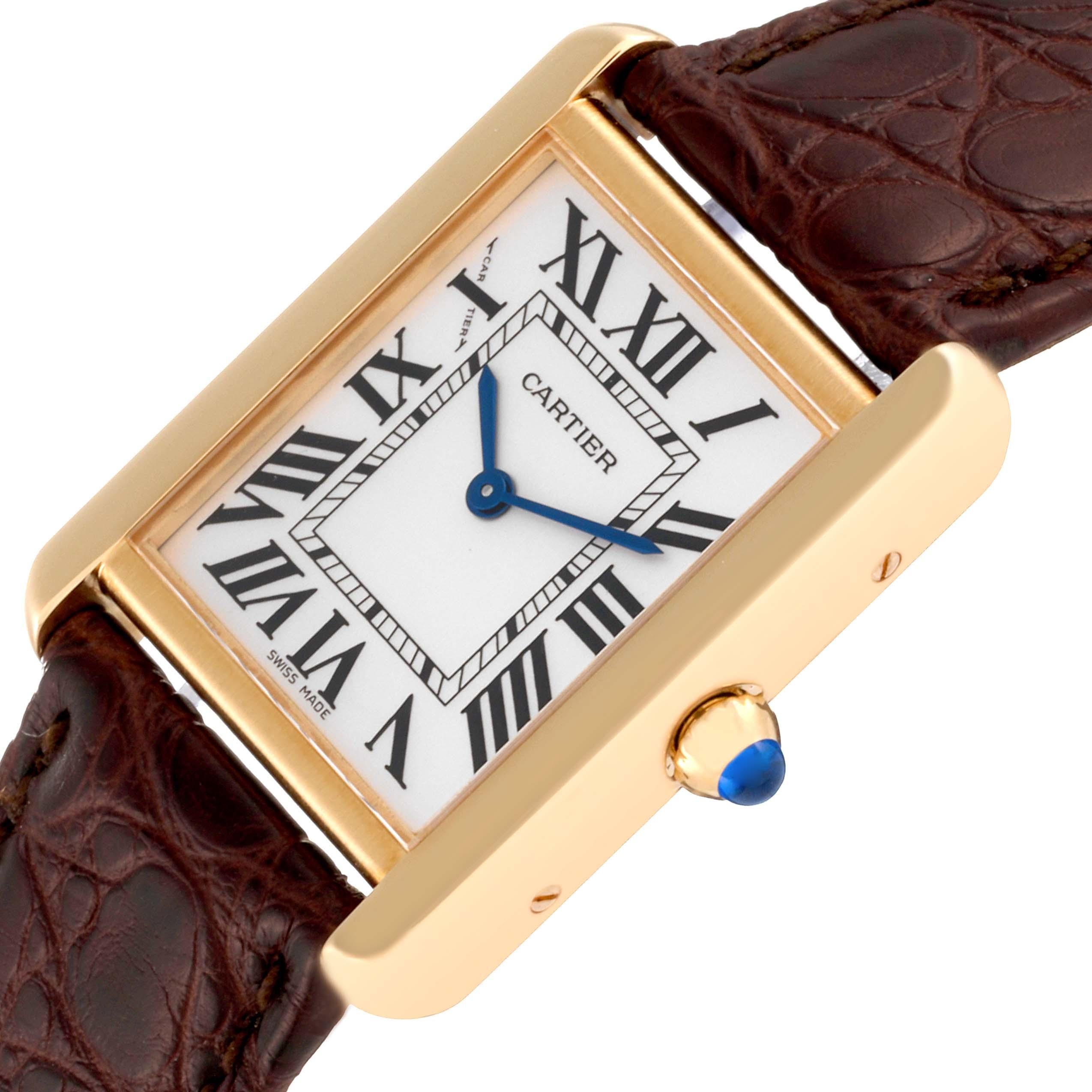 Cartier Tank Solo Yellow Gold Steel Silver Dial Ladies Watch W1018755 In Excellent Condition In Atlanta, GA