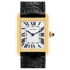 Cartier Tank Solo Yellow Gold Steel Silver Dial Ladies Watch W5200002 Box Card