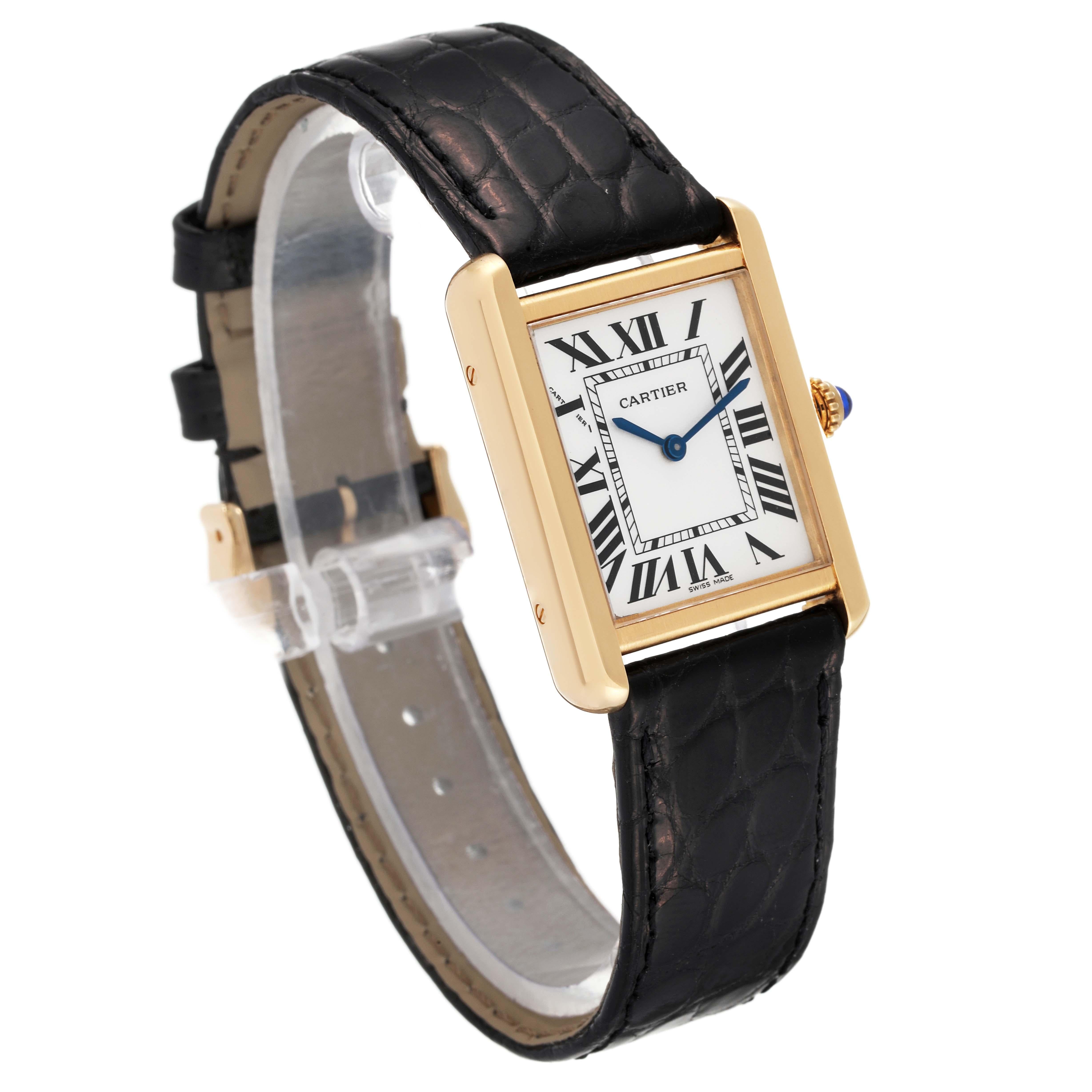Cartier Tank Solo Yellow Gold Steel Silver Dial Ladies Watch W5200002 Box Papers In Excellent Condition In Atlanta, GA