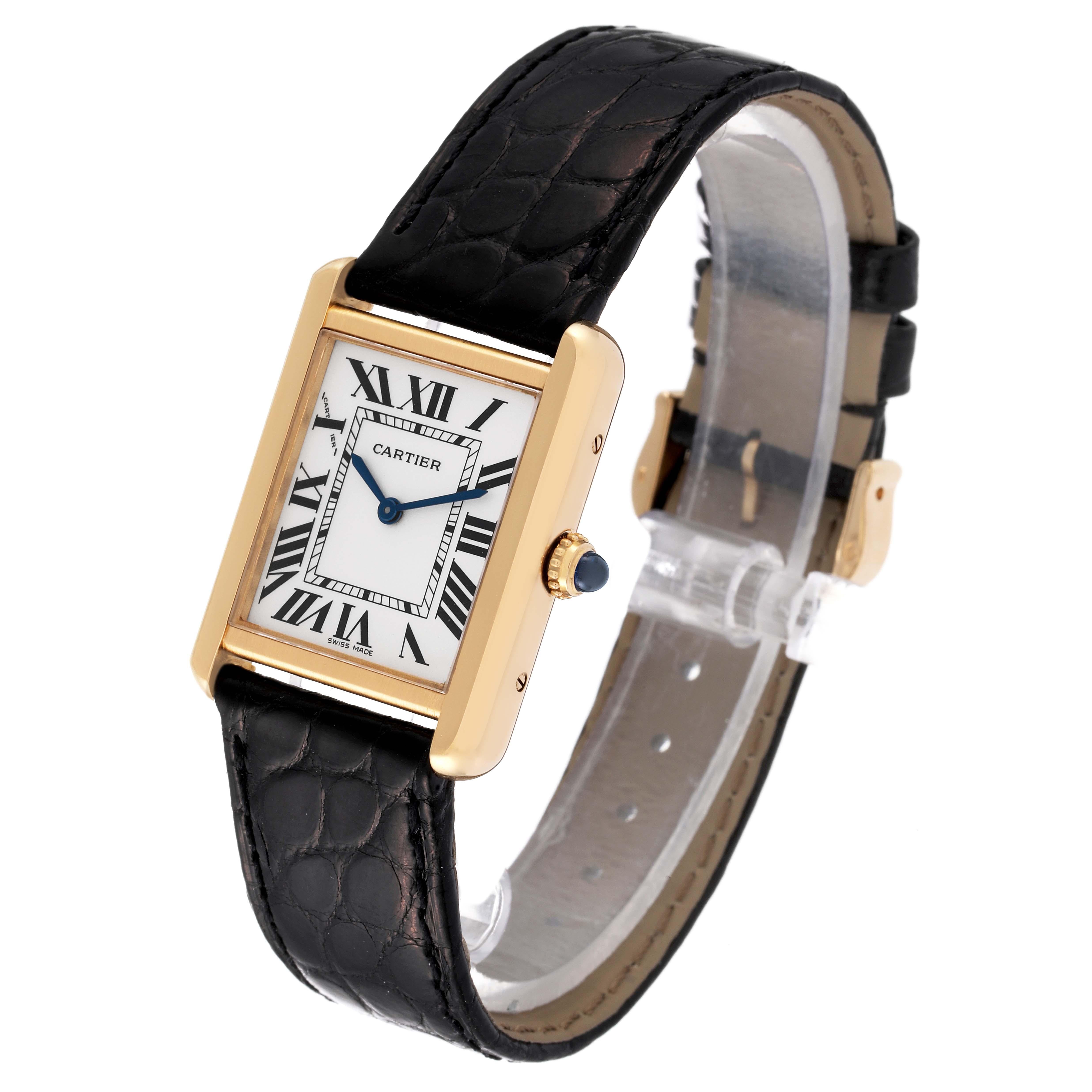 Women's Cartier Tank Solo Yellow Gold Steel Silver Dial Ladies Watch W5200002 Box Papers