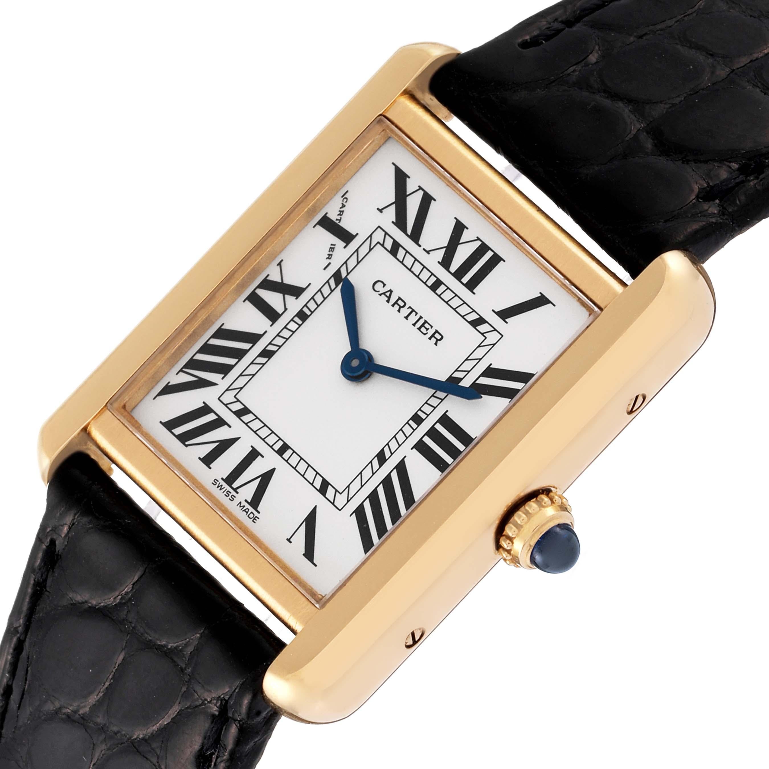 Cartier Tank Solo Yellow Gold Steel Silver Dial Ladies Watch W5200002 Box Papers 1