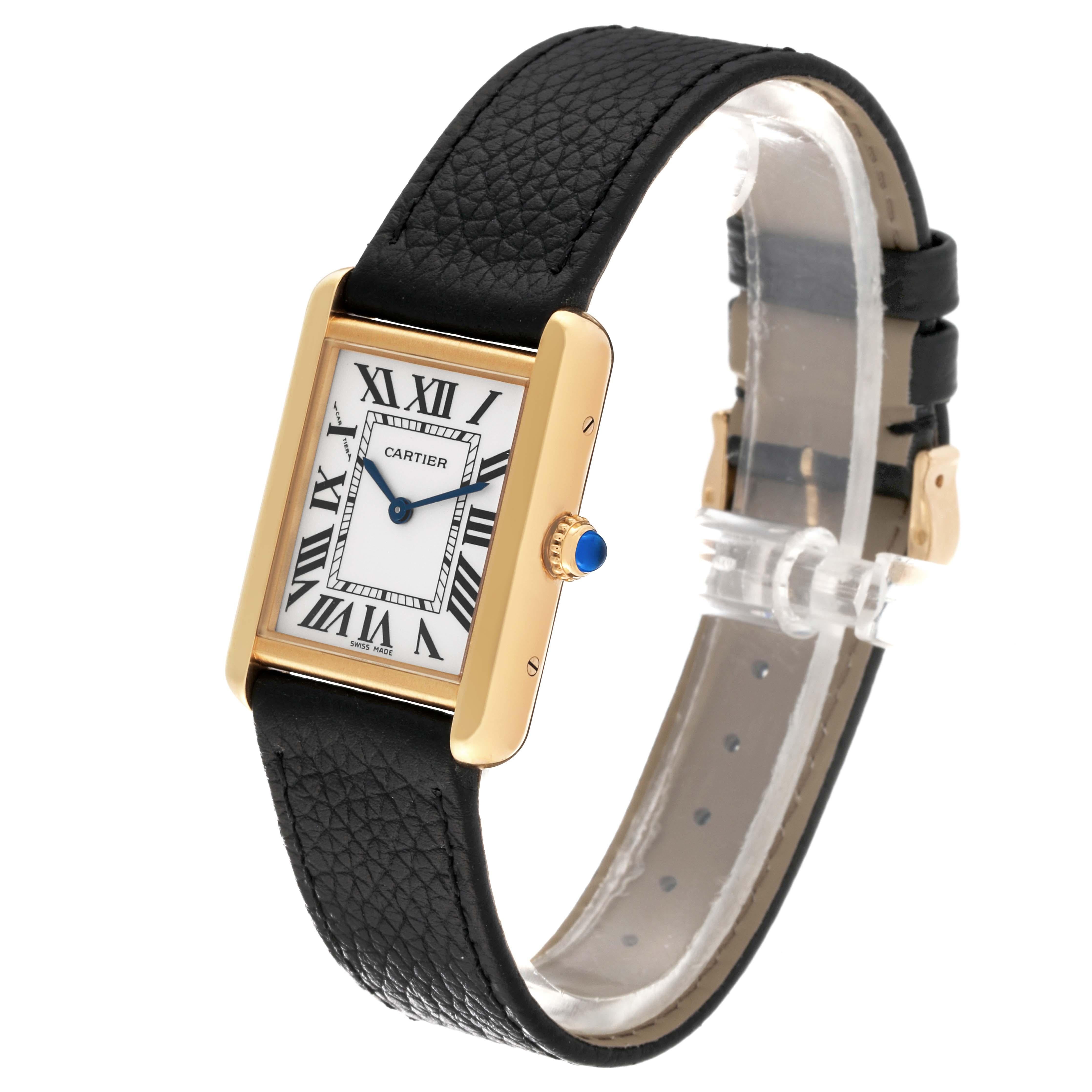 Cartier Tank Solo Yellow Gold Steel Silver Dial Ladies Watch W5200002 Card For Sale 6